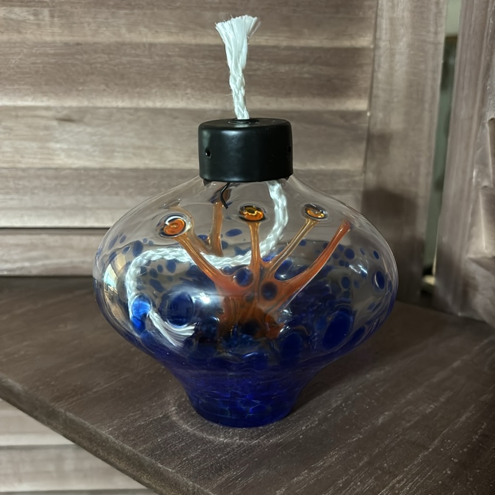 Unique Blown Glass Oil Lamp